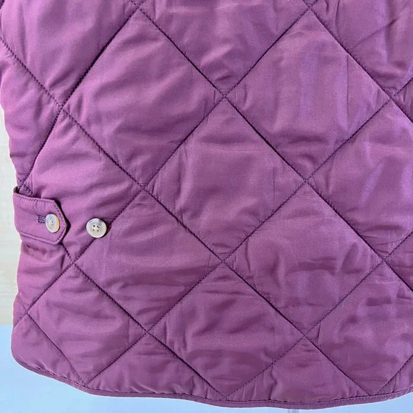 J.Crew Quilted Vest Burgundy Full Zip Pockets Women's Size M Authentic Outerwear - Picture 12 of 16